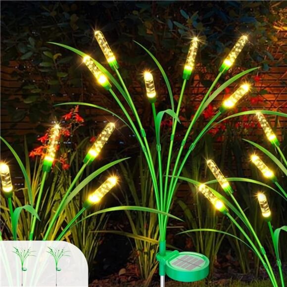 Solar Garden Lights 2 Pack, 16LED Swaying Solar Lights for Mother's Day, 30inch - Picture 1 of 7